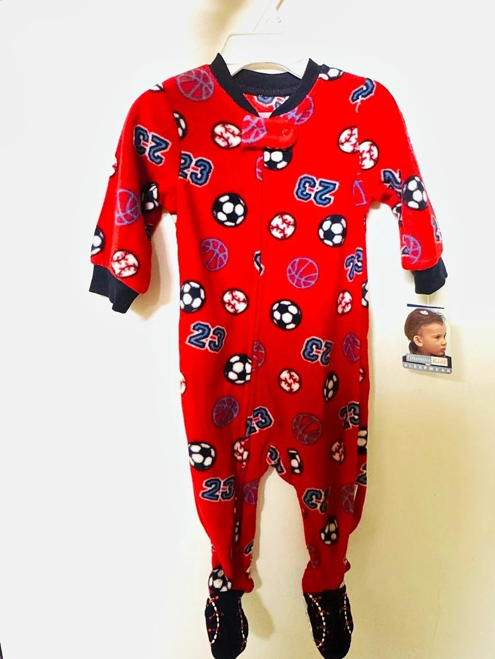 Vitamins Baby Boys 12M Red & Black Sports Pajama Set